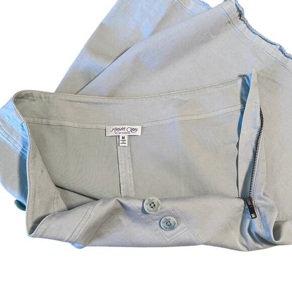 Margaret O’Leary Anchor Button Stretch Straight Skirt Raw Hem Sz M Blue Gray - Picture 6 of 7